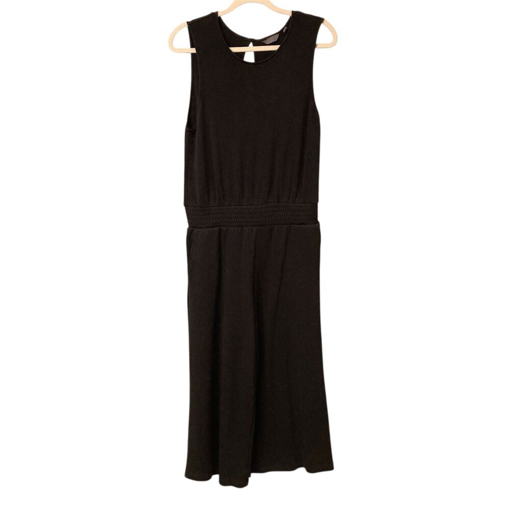 Danskin Black Sleeveless Smocked Waist Cropped Wide Leg Jumpsuit Size Medium EUC